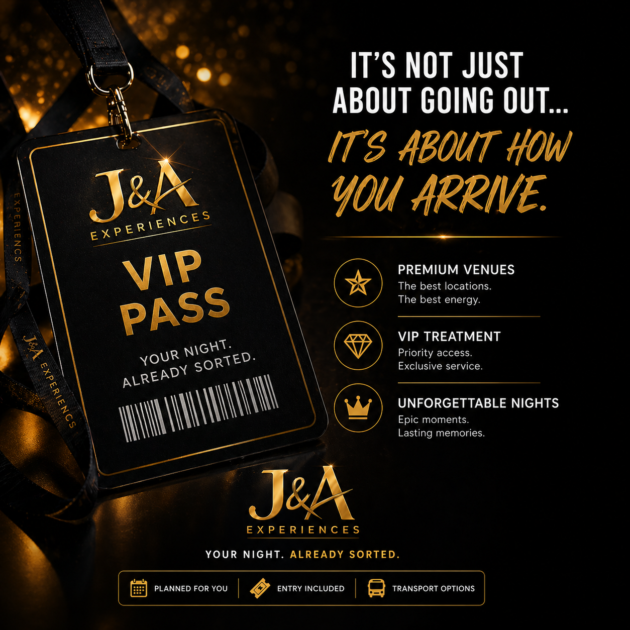 VIP pass J&A Experiences poster
